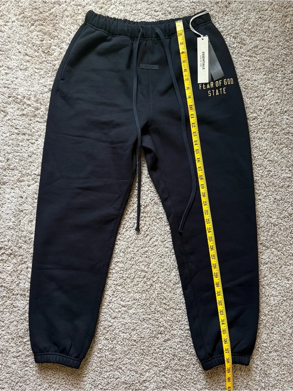 NWT Fear of God Essentials Heavy Fleece Sweatpant Black Small Oversized FW24 - Picture 11 of 11